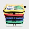 Set of 4 coloured polyester pouches with window for doctor's bag