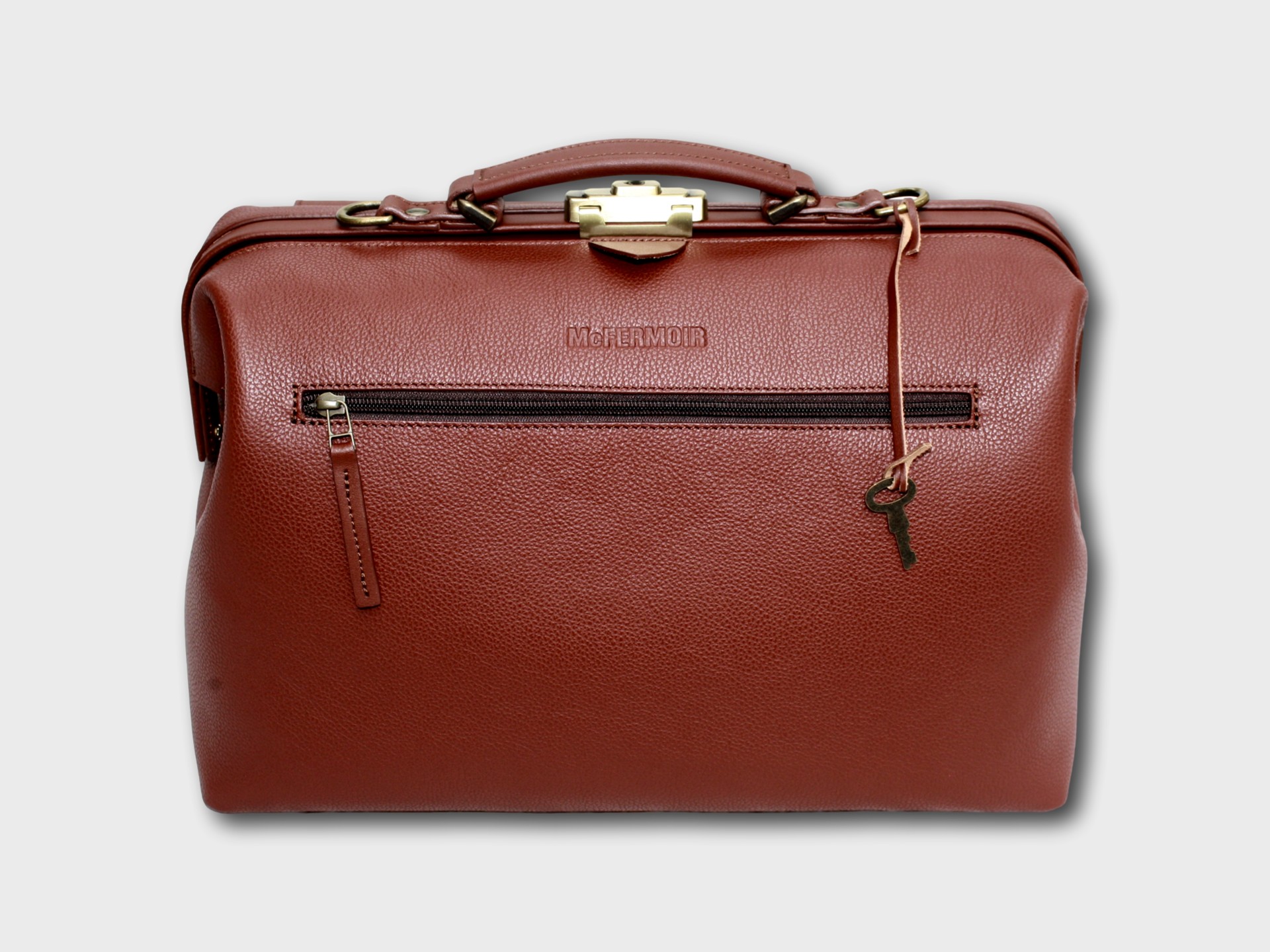 McFermoir Doctor's Bag A4 Fashion 3016 Cognac Grained Smooth Leather