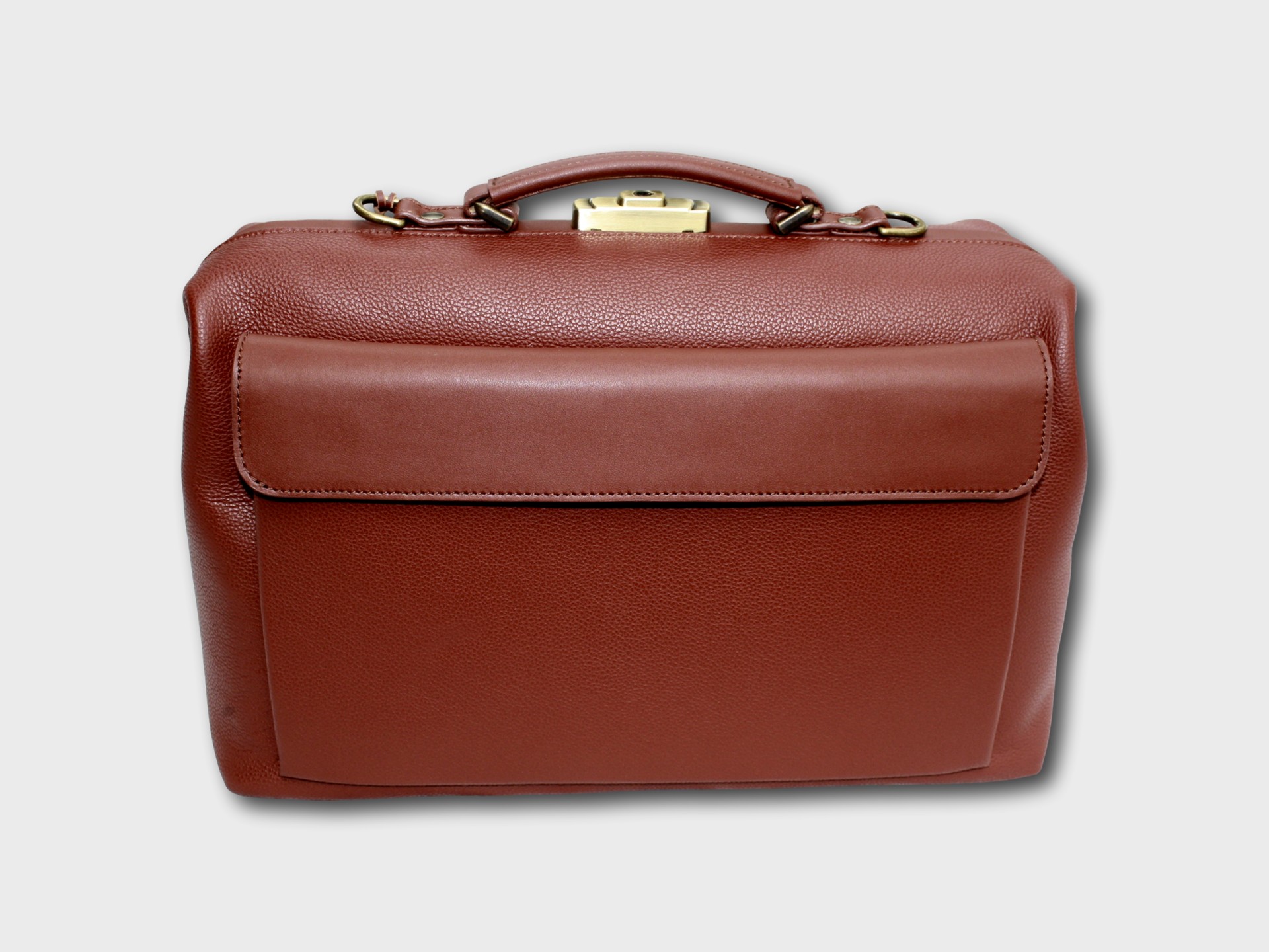 McFermoir Doctor's Bag A4 Fashion 3016 Cognac Grained Smooth Leather - Image 2