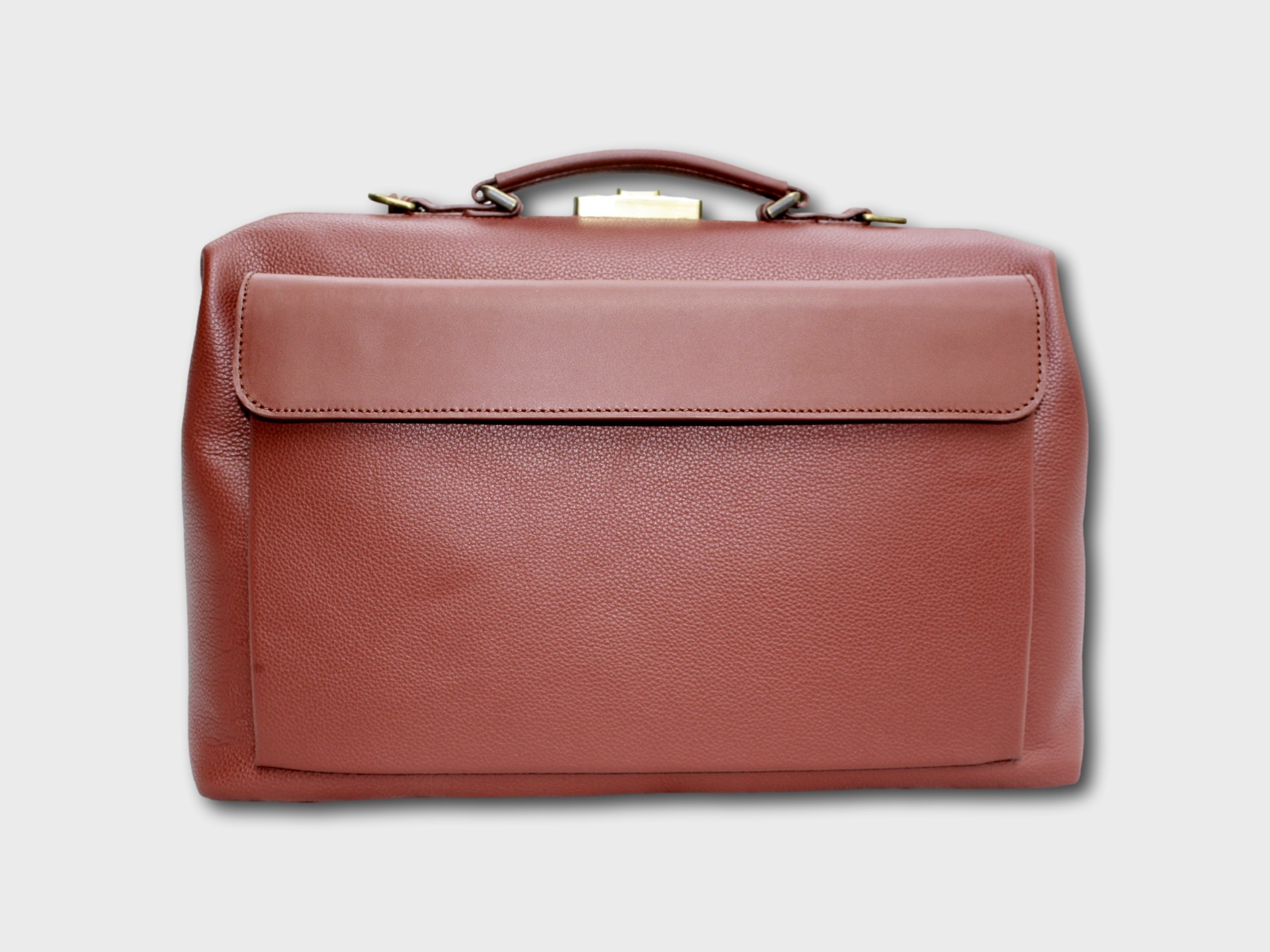 McFermoir Doctor's Bag A4 Fashion 3016 Cognac Grained Smooth Leather - Image 4