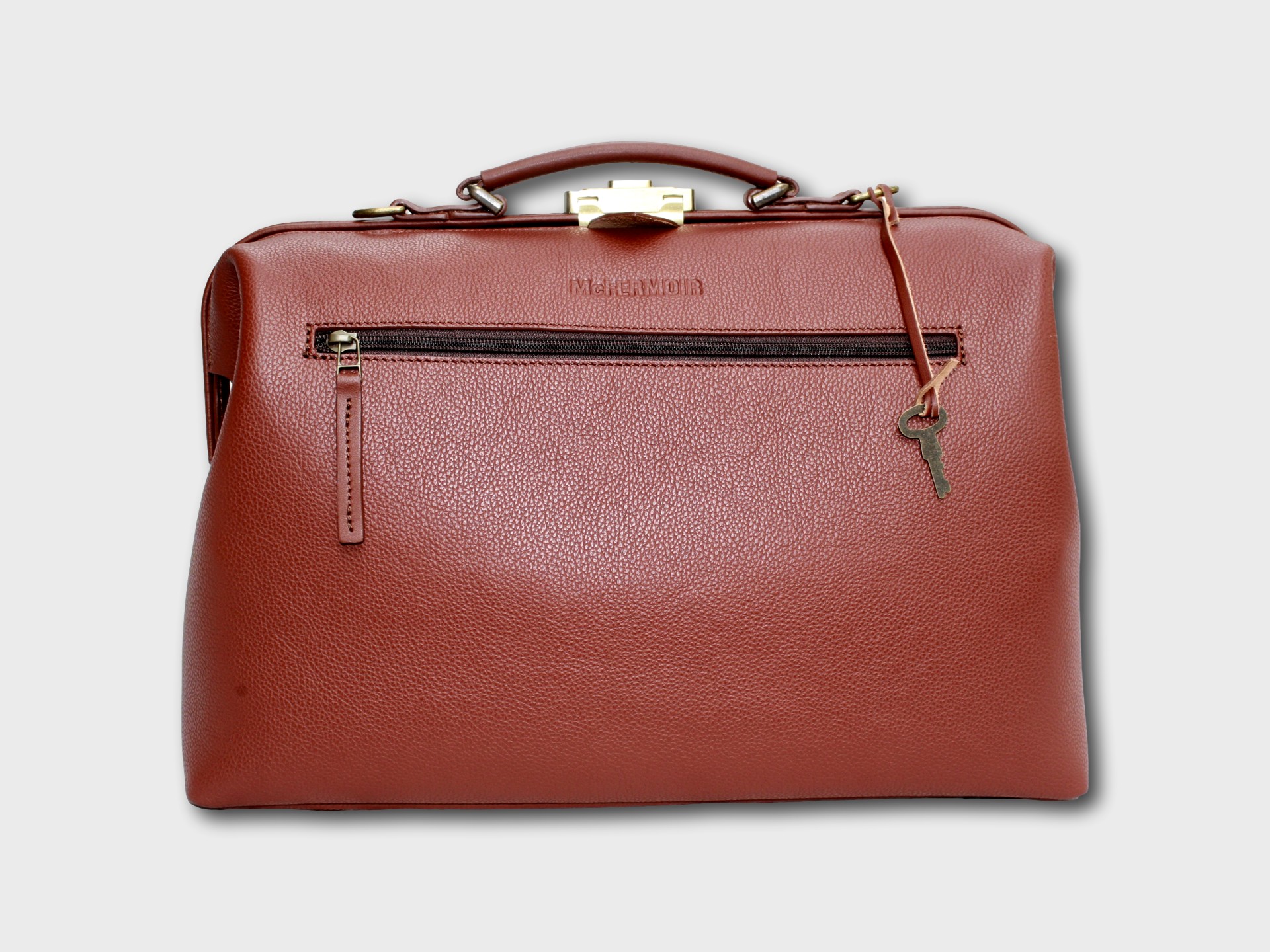 McFermoir Doctor's Bag A4 Fashion 3016 Cognac Grained Smooth Leather - Image 7