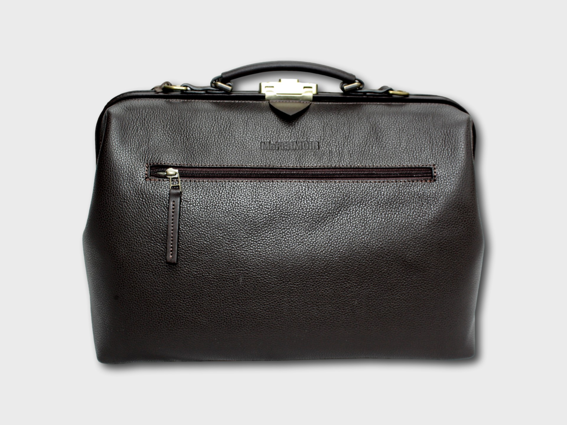 McFermoir Doctor's Bag A4 Fashion 3016 Dark Brown Grained Smooth Leather