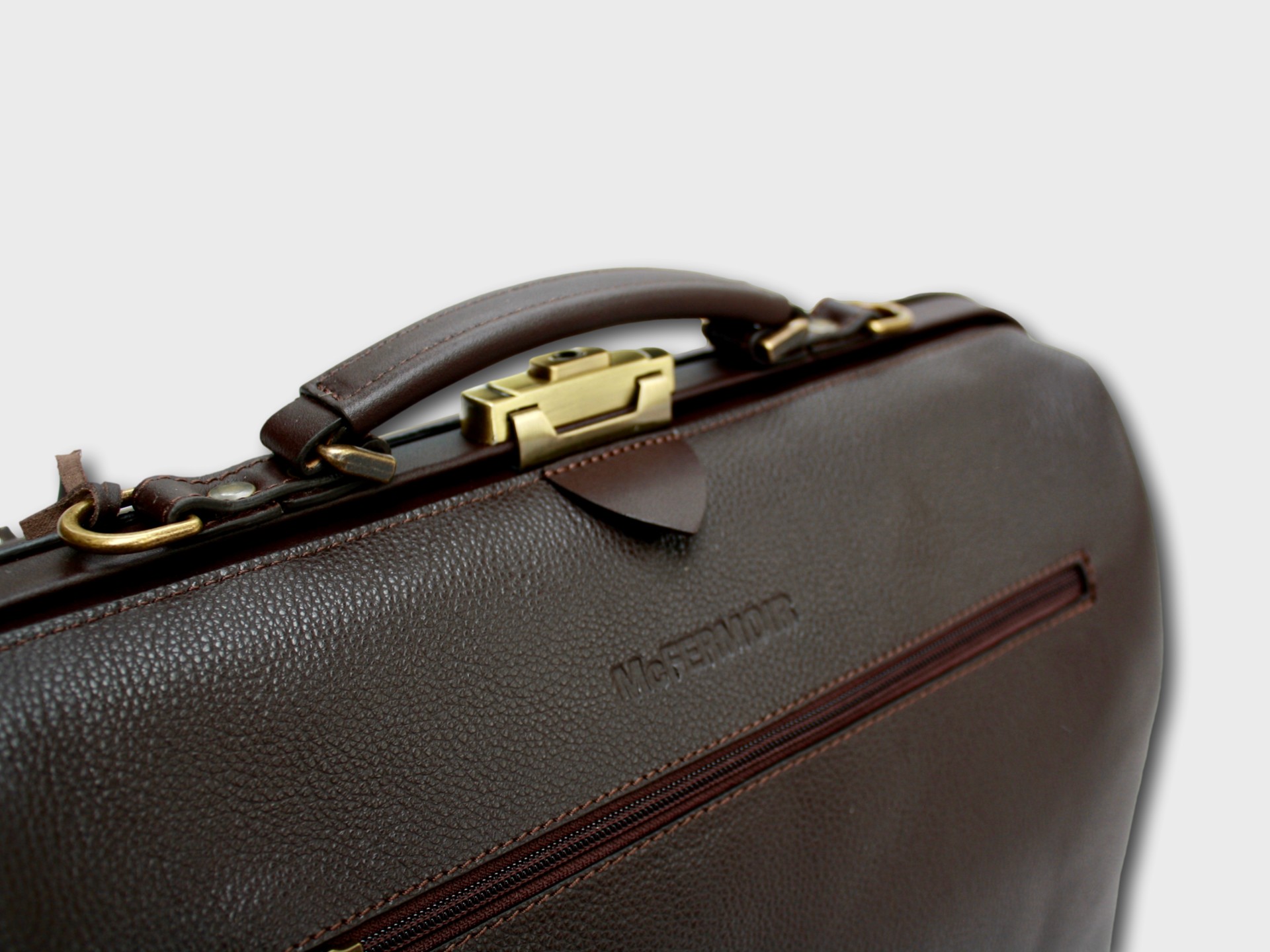 McFermoir Doctor's Bag A4 Fashion 3016 Dark Brown Grained Smooth Leather - Image 2